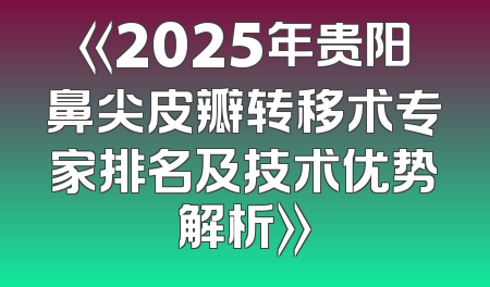 《2025年贵阳鼻尖皮瓣转移术专家排名及技术优势解析》