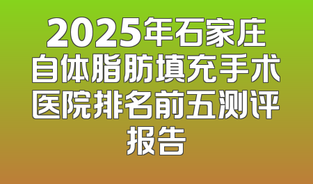 2025年石家庄自体脂肪填充手术医院排名前五测评报告