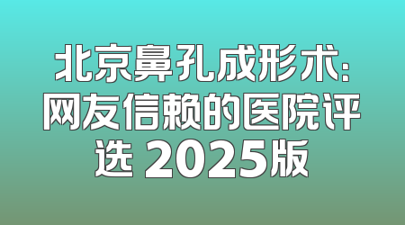 北京鼻孔成形术：网友信赖的医院评选 2025版