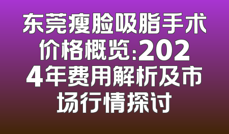 东莞瘦脸吸脂手术价格概览：2024年费用解析及市场行情探讨