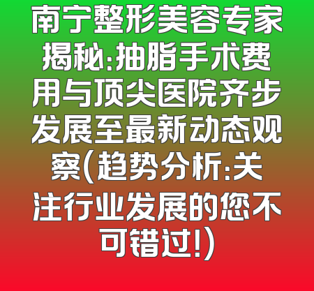 南宁整形美容专家揭秘：抽脂手术费用与顶尖医院齐步发展至最新动态观察（趋势分析：关注行业发展的您不可错过！）