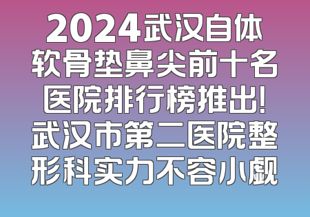 2024武汉自体软骨垫鼻尖前十名医院排行榜推出！武汉市第二医院整形科实力不容小觑