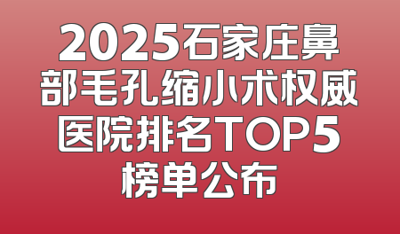 2025石家庄鼻部毛孔缩小术权威医院排名TOP5榜单公布