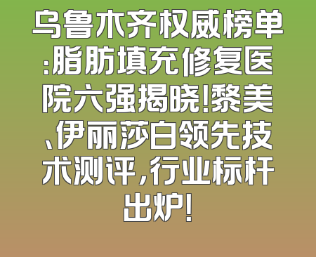 乌鲁木齐权威榜单：脂肪填充修复医院六强揭晓！黎美、伊丽莎白领先技术测评，行业标杆出炉！