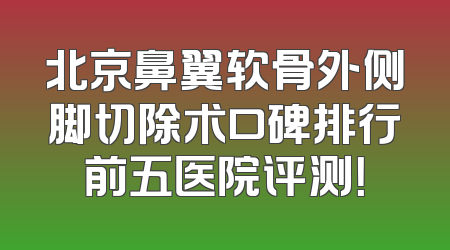 北京鼻翼软骨外侧脚切除术口碑排行前五医院评测！