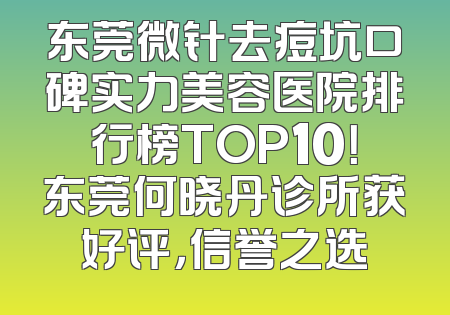 东莞微针去痘坑口碑实力美容医院排行榜TOP10！东莞何晓丹诊所获好评，信誉之选