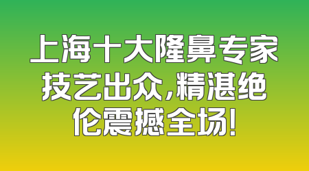 上海十大隆鼻专家技艺出众，精湛绝伦震撼全场！