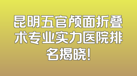 昆明五官颅面折叠术专业实力医院排名揭晓！
