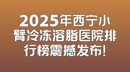 2025年西宁小臂冷冻溶脂医院排行榜震撼发布！