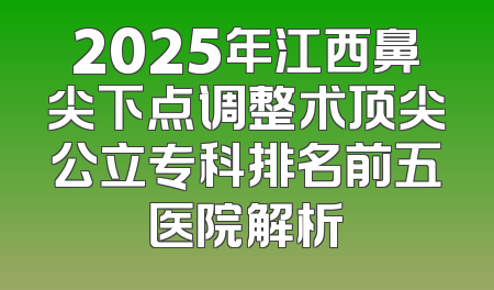 2025年江西鼻尖下点调整术顶尖公立专科排名前五医院解析