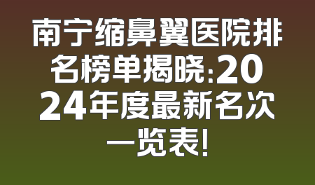 南宁缩鼻翼医院排名榜单揭晓：2024年度最新名次一览表！