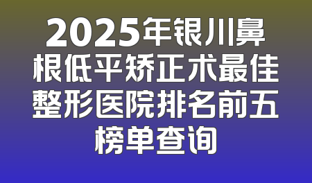 2025年银川鼻根低平矫正术最佳整形医院排名前五榜单查询