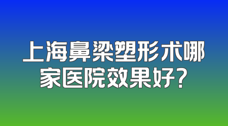 上海鼻梁塑形术哪家医院效果好？