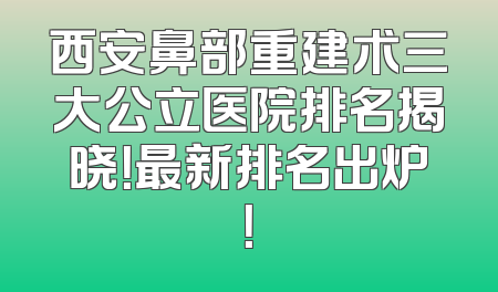 西安鼻部重建术三大公立医院排名揭晓！最新排名出炉！