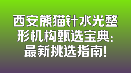 西安熊猫针水光整形机构甄选宝典：最新挑选指南！