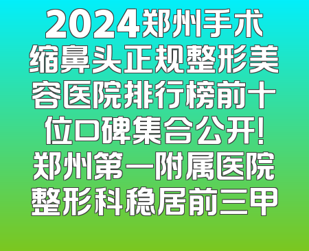 2024郑州手术缩鼻头正规整形美容医院排行榜前十位口碑集合公开！郑州第一附属医院整形科稳居前三甲