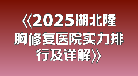 《2025湖北隆胸修复医院实力排行及详解》