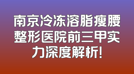 南京冷冻溶脂瘦腰整形医院前三甲实力深度解析！