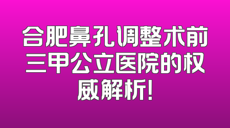 合肥鼻孔调整术前三甲公立医院的权威解析！