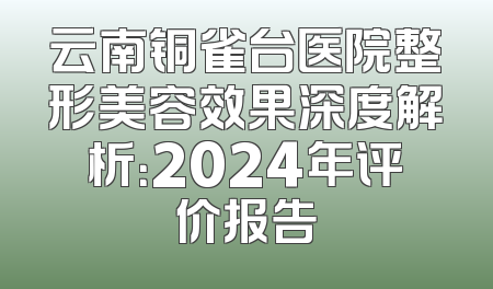 云南铜雀台医院整形美容效果深度解析：2024年评价报告