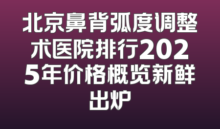 北京鼻背弧度调整术医院排行2025年价格概览新鲜出炉