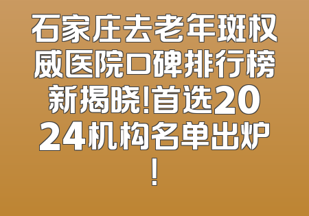 石家庄去老年斑权威医院口碑排行榜新揭晓！首选2024机构名单出炉！