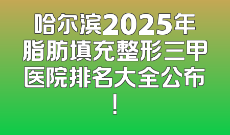 哈尔滨2025年脂肪填充整形三甲医院排名大全公布！