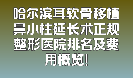 哈尔滨耳软骨移植鼻小柱延长术正规整形医院排名及费用概览！