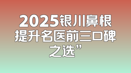 2025银川鼻根提升名医前三口碑之选”