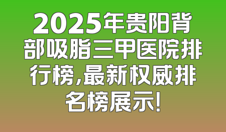 2025年贵阳背部吸脂三甲医院排行榜，最新权威排名榜展示！