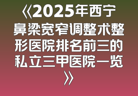 《2025年西宁鼻梁宽窄调整术整形医院排名前三的私立三甲医院一览》