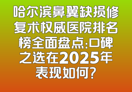 哈尔滨鼻翼缺损修复术权威医院排名榜全面盘点：口碑之选在2025年表现如何？