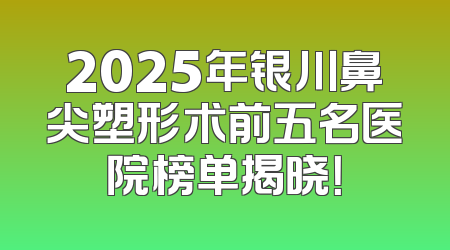 2025年银川鼻尖塑形术前五名医院榜单揭晓！