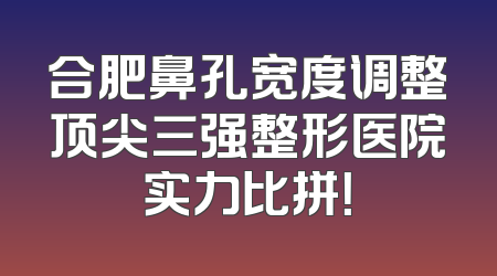 合肥鼻孔宽度调整顶尖三强整形医院实力比拼！