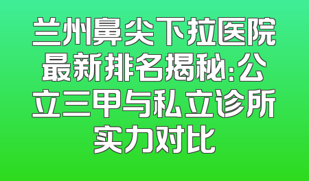 兰州鼻尖下拉医院最新排名揭秘：公立三甲与私立诊所实力对比