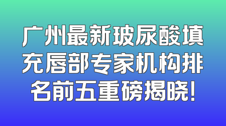 广州最新玻尿酸填充唇部专家机构排名前五重磅揭晓！
