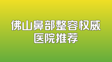 佛山鼻部整容权威医院推荐