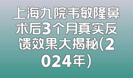 上海九院韦敏隆鼻术后3个月真实反馈效果大揭秘（2024年）