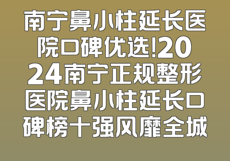 南宁鼻小柱延长医院口碑优选！2024南宁正规整形医院鼻小柱延长口碑榜十强风靡全城