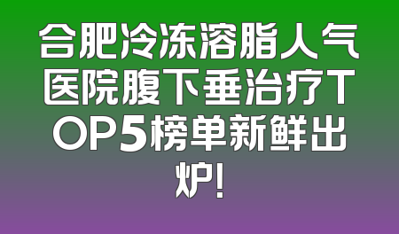 合肥冷冻溶脂人气医院腹下垂治疗TOP5榜单新鲜出炉！