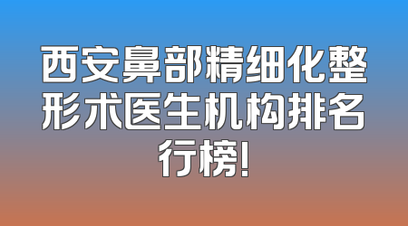 西安鼻部精细化整形术医生机构排名行榜!