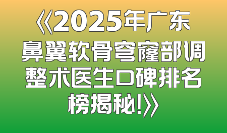 《2025年广东鼻翼软骨穹窿部调整术医生口碑排名榜揭秘！》
