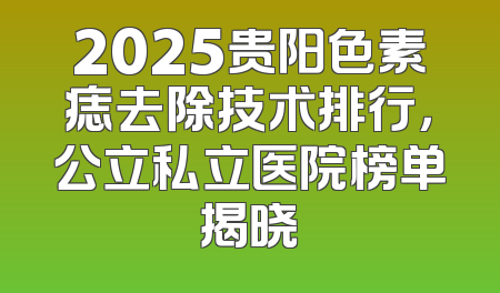 2025贵阳色素痣去除技术排行，公立私立医院榜单揭晓