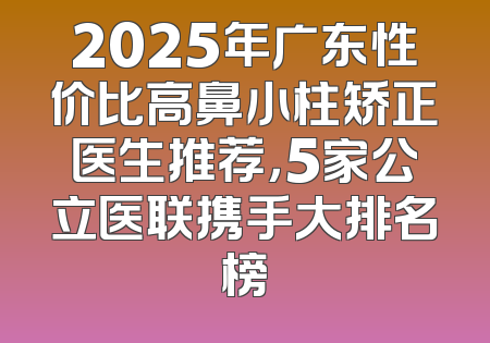 2025年广东性价比高鼻小柱矫正医生推荐，5家公立医联携手大排名榜