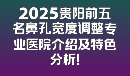 2025贵阳前五名鼻孔宽度调整专业医院介绍及特色分析！