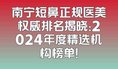 南宁短鼻正规医美权威排名揭晓：2024年度精选机构榜单！