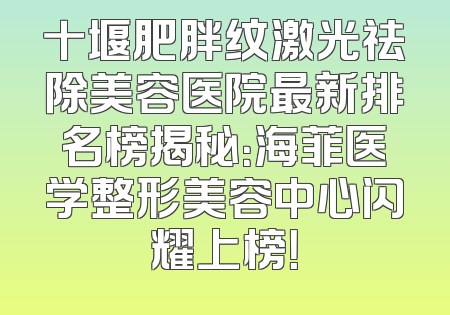 十堰肥胖纹激光祛除美容医院最新排名榜揭秘：海菲医学整形美容中心闪耀上榜！