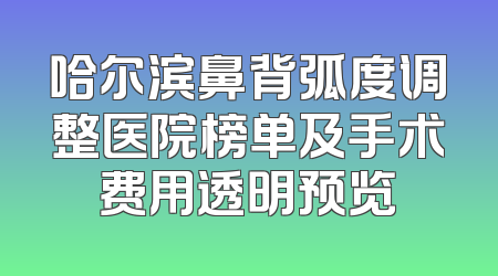 哈尔滨鼻背弧度调整医院榜单及手术费用透明预览
