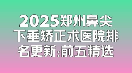 2025郑州鼻尖下垂矫正术医院排名更新：前五精选