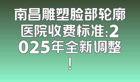 南昌雕塑脸部轮廓医院收费标准：2025年全新调整！